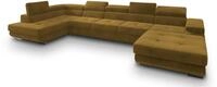 WOHNLANDSCHAFT TORIVA L-S Gelb Velours-Stoff mit Schlaffunktion