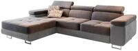 ECKSOFA ELMA L-S Grau Velours-Stoff mit Schlaffunktion
