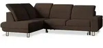 ECKSOFA LERMA R-S Braun Velours-Stoff mit Schlaffunktion