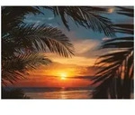FOTOTAPETE Strand Palmen Orange 250x175 cm
