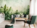 FOTOTAPETE Bl&auml;tter Betonwand Wohnzimmer Vliestapete 300x210
