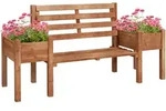 GARTENBANK, 2-Sitzer, Holzbank, mit Blumenkasten, f&uuml;r Garten, Terrasse, Dunkelbraun