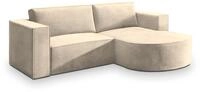 ECKSOFA SORELA M R-S Creme Velours-Stoff mit Schlaffunktion