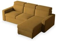ECKSOFA PADWA Gelb Kordstoff mit Schlaffunktion
