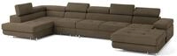WOHNLANDSCHAFT VELORA L-S Beige Velours-Stoff mit Schlaffunktion