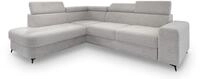 ECKSOFA ALVORO L-S Hellgrau Boucle-Stoff mit Schlaffunktion