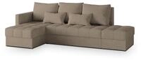 ECKSOFA LUMARI L-S Braun Pl&uuml;sch-Stoff mit Schlaffunktion