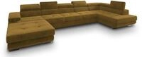 WOHNLANDSCHAFT TORIVA R-S Gelb Velours-Stoff mit Schlaffunktion