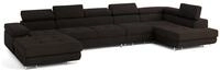 WOHNLANDSCHAFT VELORA R-S Braun Velours-Stoff mit Schlaffunktion