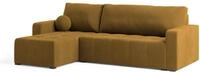 ECKSOFA VOLIRA Gelb Pl&uuml;sch-Stoff mit Schlaffunktion