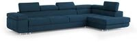 ECKSOFA VICENTE Blau Velours-Stoff mit Schlaffunktion