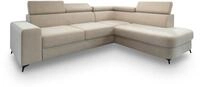 ECKSOFA ALVORO R-S Creme Velours-Stoff mit Schlaffunktion