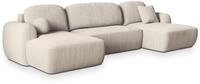 WOHNLANDSCHAFT SAVONA P Creme Kordstoff mit Schlaffunktion