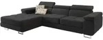 ECKSOFA ELMA L-S Schwarz Velours-Stoff mit Schlaffunktion