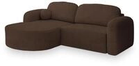 ECKSOFA AMILIA L-S Braun Boucle-Stoff mit Schlaffunktion