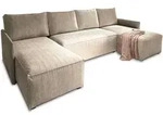 WOHNLANDSCHAFT TRES Beige Kordstoff mit Schlaffunktion