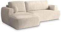 ECKSOFA SENTI P L-S Creme Kordstoff mit Schlaffunktion