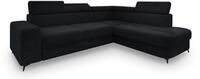 ECKSOFA ALVORO R-S Schwarz Boucle-Stoff mit Schlaffunktion