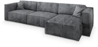 ECKSOFA TOLMO P Grau Kordstoff mit Schlaffunktion