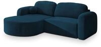 ECKSOFA AMILIA M L-S Blau Velours-Stoff mit Schlaffunktion