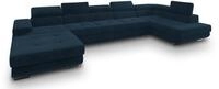 WOHNLANDSCHAFT TORIVA R-S Blau Velours-Stoff mit Schlaffunktion