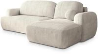 ECKSOFA MODENZA P R-S Creme Kordstoff mit Schlaffunktion