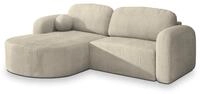 ECKSOFA AMILIA P L-S Creme Kordstoff mit Schlaffunktion