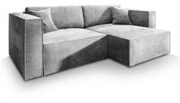 ECKSOFA NERIO M Hellgrau Velours-Stoff mit Schlaffunktion