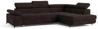ECKSOFA FAVIEN R-S Braun Velours-Stoff mit Schlaffunktion