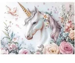 FOTOTAPETE Kinderzimmer Einhorn Blumen 200x140