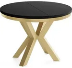 ESSTISCH Clara Gold runder ausziehbarer, Schwarz 120-200/120/76 cm