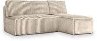 ECKSOFA BRISO T Creme Kordstoff mit Schlaffunktion