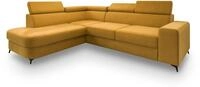 ECKSOFA ALVORO L-S Gelb Velours-Stoff mit Schlaffunktion