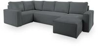 WOHNLANDSCHAFT NORENA L-S Grau Kordstoff mit Schlaffunktion