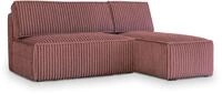 ECKSOFA BRISO T Rosa Kordstoff mit Schlaffunktion