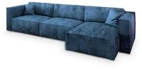 ECKSOFA TOLMO P Blau Kordstoff mit Schlaffunktion