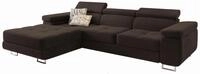 ECKSOFA ELMA L-S Braun Velours-Stoff mit Schlaffunktion