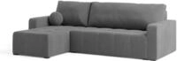 ECKSOFA VOLIRA Grau Pl&uuml;sch-Stoff mit Schlaffunktion