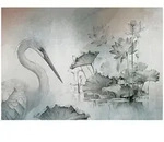 FOTOTAPETE Vogel Blumen Grau 368x254 cm