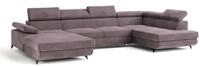 WOHNLANDSCHAFT RUBANO R-S Lila Velours-Stoff mit Schlaffunktion