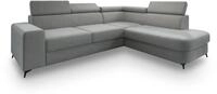 ECKSOFA ALVORO R-S Hellgrau Velours-Stoff mit Schlaffunktion