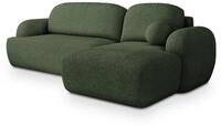 ECKSOFA MODENZA N R-S Gr&uuml;n Boucle-Stoff mit Schlaffunktion