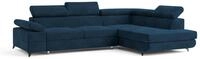 ECKSOFA FAVIEN R-S Blau Velours-Stoff mit Schlaffunktion