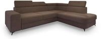 ECKSOFA ALVORO R-S Braun Boucle-Stoff mit Schlaffunktion