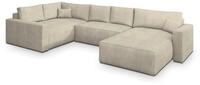 WOHNLANDSCHAFT VELAMI L-S Creme Kordstoff mit Schlaffunktion