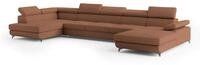 WOHNLANDSCHAFT MONTIVA Kupferfarben Boucle-Stoff mit Schlaffunktion