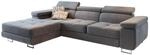 ECKSOFA ELMA L-S Hellgrau Velours-Stoff mit Schlaffunktion