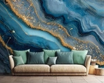 FOTOTAPETE Marmor Abstrakt Blau 150x105 cm