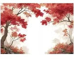 FOTOTAPETE Wald B&auml;ume Rot 200x140 cm
