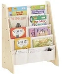 KINDER-B&Uuml;CHERREGAL mit 4 Stofff&auml;chern, Natur 63x76x28cm